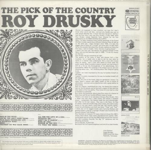 Roy Drusky The Pick Of The Country vinyl LP album (LP record) US RYSLPTH699675