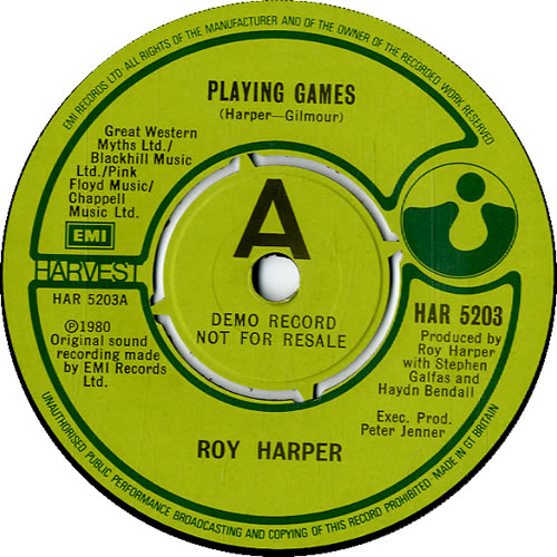 Roy Harper Playing Games - A Label 7" vinyl single (7 inch record / 45) UK ROY07PL193385