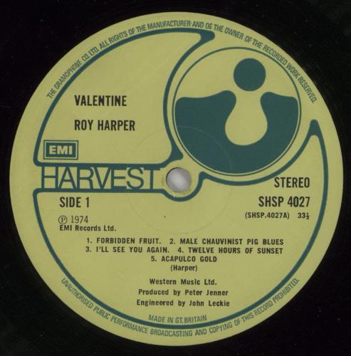 Roy Harper Valentine - 1st - VG vinyl LP album (LP record) UK ROYLPVA865940