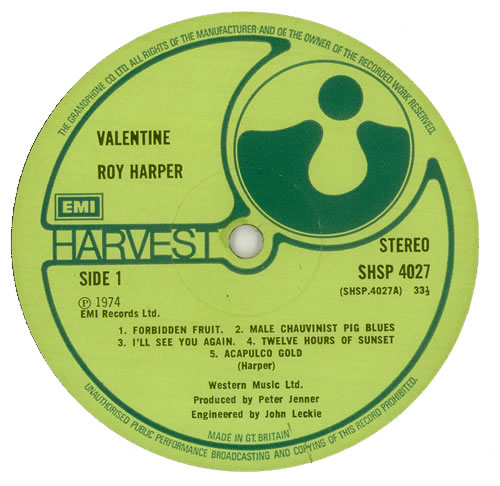 Roy Harper Valentine - 1st vinyl LP album (LP record) UK ROYLPVA132138