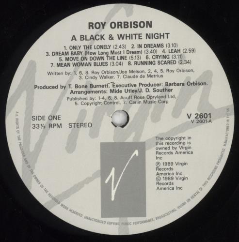 Roy Orbison A Black And White Night Live vinyl LP album (LP record) UK RYOLPAB737812