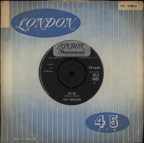 Roy Orbison Cryin' - 2nd 7" vinyl single (7 inch record / 45) UK RYO07CR571641