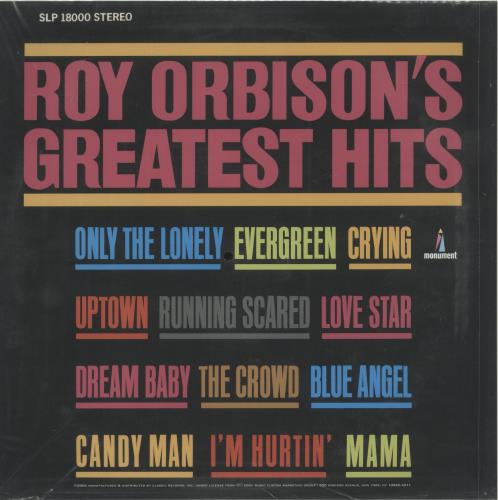 Roy Orbison Greatest Hits vinyl LP album (LP record) US RYOLPGR374980