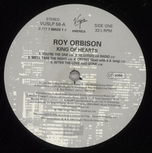 Roy Orbison King Of Hearts vinyl LP album (LP record) UK RYOLPKI529634