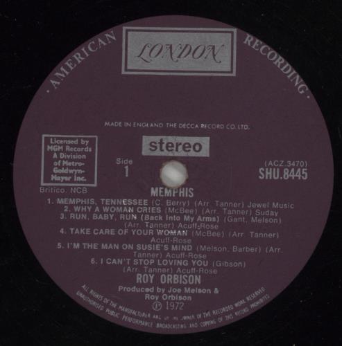 Roy Orbison Memphis - EX vinyl LP album (LP record) UK RYOLPME875480