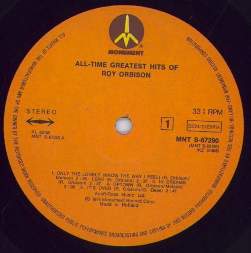 Roy Orbison The All-Time Greatest Hits Of Roy Orbison 2-LP vinyl record set (Double LP Album) Dutch RYO2LTH830067