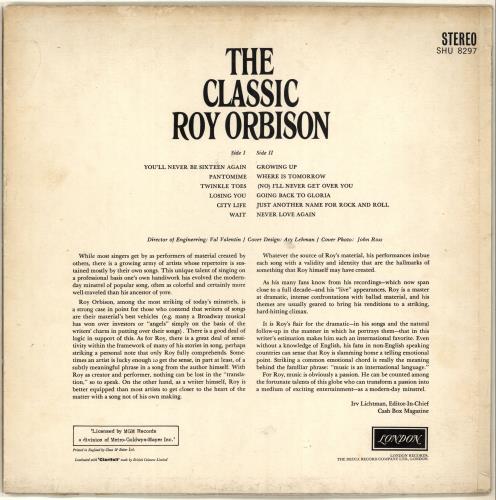 Roy Orbison The Classic Roy Orbison vinyl LP album (LP record) UK RYOLPTH528495