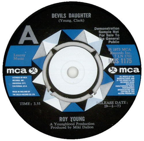 Roy Young Devils Daughter 7" vinyl single (7 inch record / 45) UK RY-07DE482765