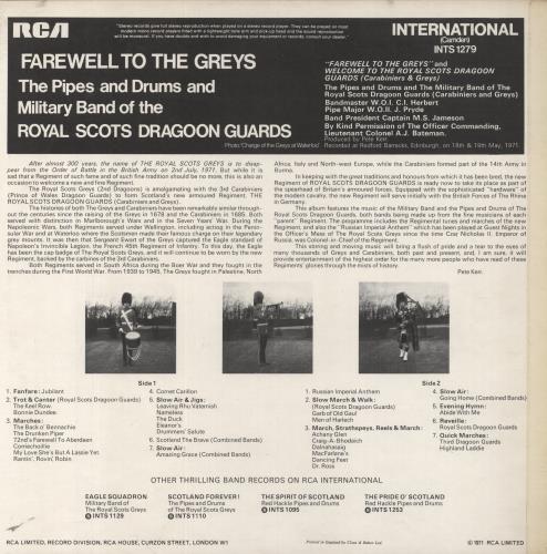 Royal Scots Dragoon Guards Farewell To The Greys vinyl LP album (LP record) UK RS9LPFA630157