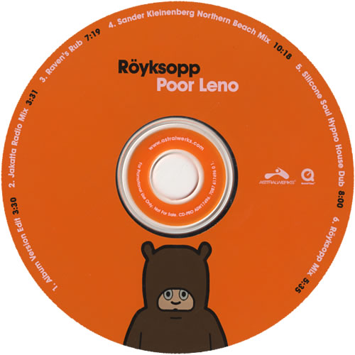 Royksopp Poor Leno CD single (CD5 / 5") US YKSC5PO233055