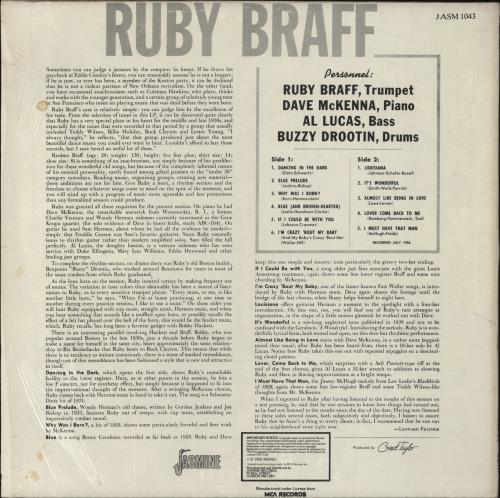 Ruby Braff Ruby Braff vinyl LP album (LP record) UK R/BLPRU492834