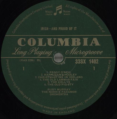Ruby Murray Irish... And Proud Of It vinyl LP album (LP record) UK RURLPIR718636