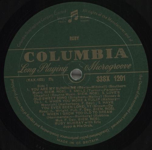 Ruby Murray Ruby vinyl LP album (LP record) UK RURLPRU718638