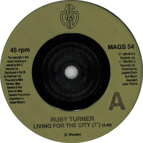 Ruby Turner Living For The City 7" vinyl single (7 inch record / 45) UK RUB07LI643727