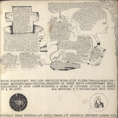 Rudimentary Peni Farce EP 7" vinyl single (7 inch record / 45) UK R7507FA768222