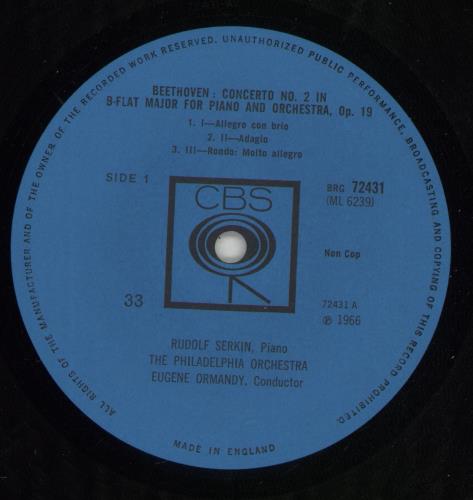 Rudolf Serkin Beethoven: Piano Concerto No. 2 In B-Flat / Mozart: Piano Concerto No. 27 In B-Flat, K. 595 vinyl LP album (LP record) UK R2QLPBE867526