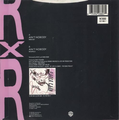 Rufus & Chaka Khan Ain't Nobody 7" vinyl single (7 inch record / 45) UK KHA07AI282118