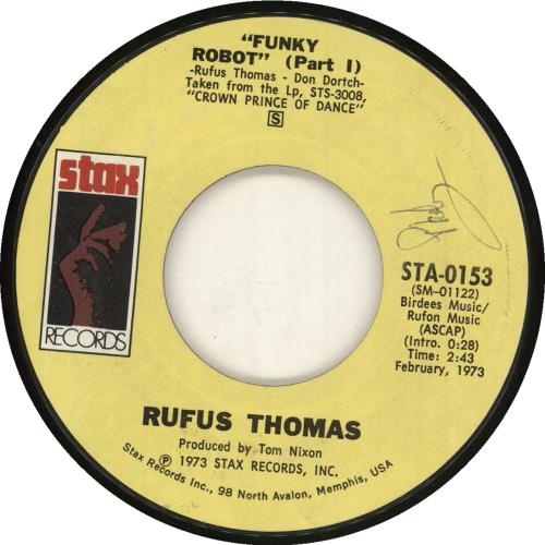 Rufus Thomas Funky Robot 7" vinyl single (7 inch record / 45) US RFT07FU728949