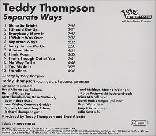 Rufus Wainwright Separate Ways CD single (CD5 / 5") US RFWC5SE372085