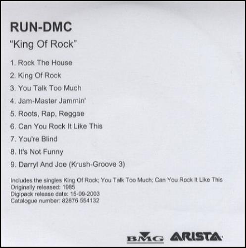 Run DMC King Of Rock CD-R acetate UK RMCCRKI262849