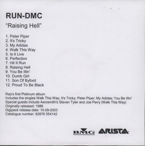 Run DMC Raising Hell CD-R acetate UK RMCCRRA665870