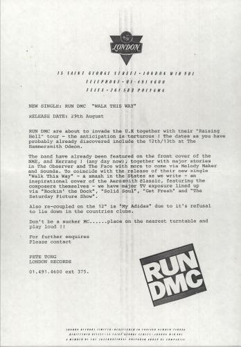 Run DMC Walk This Way 12" vinyl single (12 inch record / Maxi-single) UK RMC12WA746534