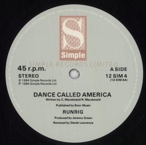 Runrig Dance Called America - EX 12" vinyl single (12 inch record / Maxi-single) UK RUN12DA95997