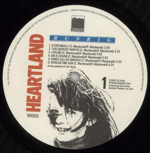 Runrig Heartland vinyl LP album (LP record) UK RUNLPHE100278