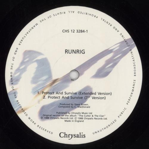 Runrig Protect And Survive 12" vinyl single (12 inch record / Maxi-single) UK RUN12PR41069