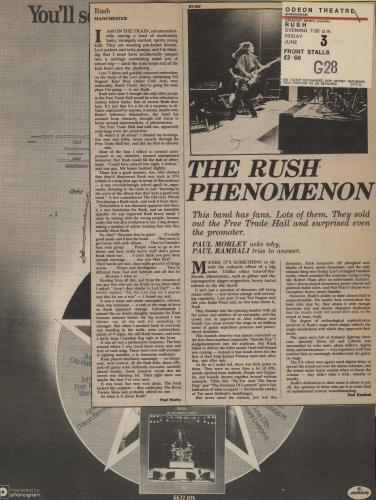 Rush 2112 Tour - + Ticket Stub & Press Clippings tour programme UK RUSTRTO521322