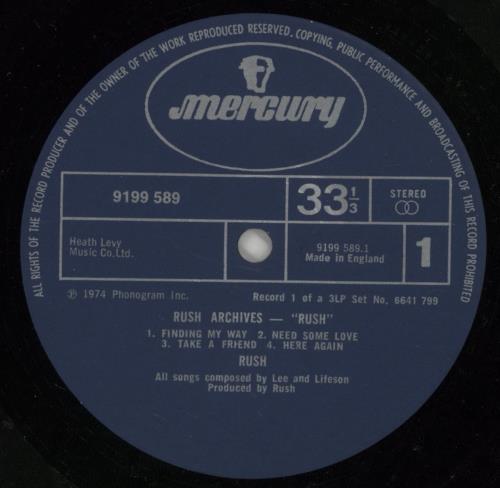 Rush Archives - VG 3-LP vinyl record set (Triple LP Album) UK RUS3LAR778351