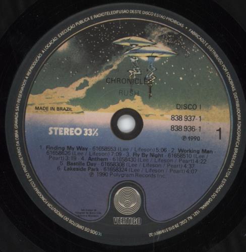Rush Chronicles 3-LP vinyl record set (Triple LP Album) Brazilian RUS3LCH798502
