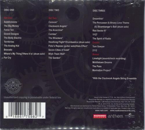 Rush Clockwork Angels Tour - Sealed 3-CD album set (Triple CD) UK RUS3CCL797669