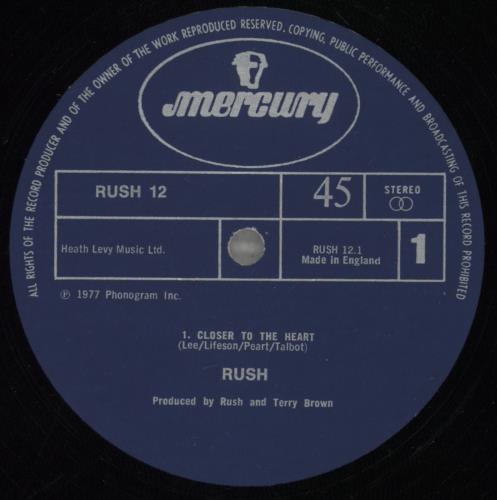 Rush Closer To The Heart - EX/VG 12" vinyl single (12 inch record / Maxi-single) UK RUS12CL798575