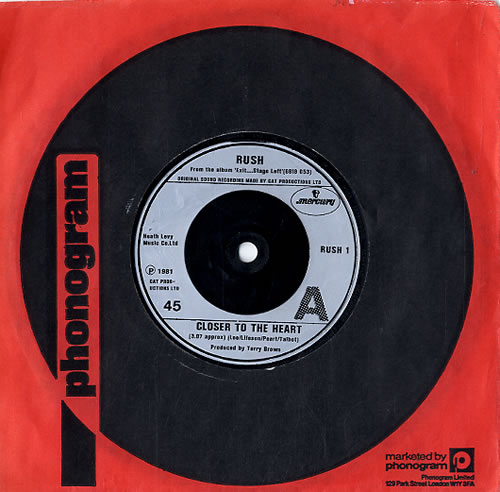 Rush Closer To The Heart - Injection 7" vinyl single (7 inch record / 45) UK RUS07CL624506