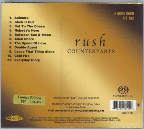 Rush Counterparts: Remastered + Die-Cut Slipcase - Sealed super audio CD SACD US RUSSACO797684