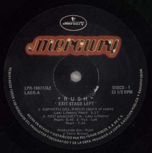 Rush Exit Stage Left - VG 2-LP vinyl record set (Double LP Album) Mexican RUS2LEX879213