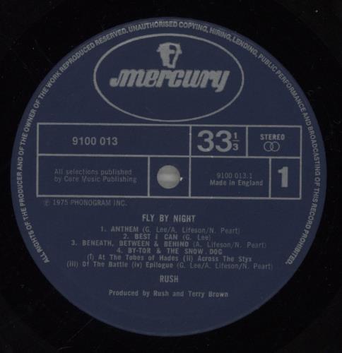 Rush Fly By Night + Insert - EX vinyl LP album (LP record) UK RUSLPFL882563