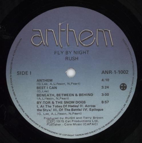 Rush Fly By Night vinyl LP album (LP record) Canadian RUSLPFL798879