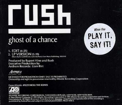 Rush Ghost Of A Chance CD single (CD5 / 5") US RUSC5GH03737