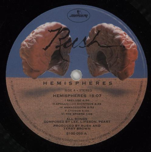 Rush Hemispheres - Hype Sticker - EX vinyl LP album (LP record) UK RUSLPHE871892