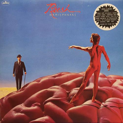 Rush Hemispheres - T-Shirt Offer Stickered Sleeve vinyl LP album (LP record) UK RUSLPHE751971