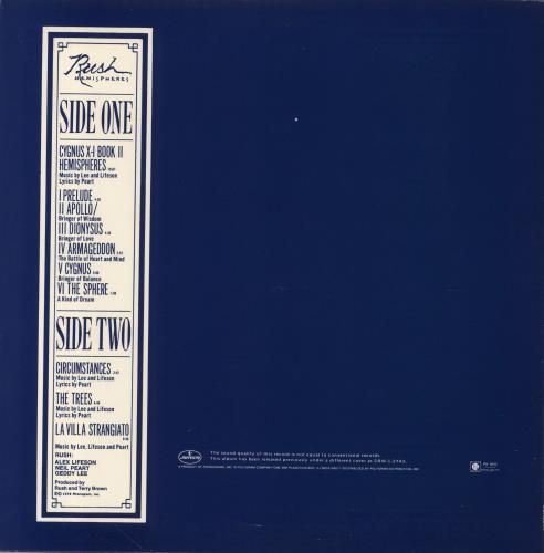 Rush Hemispheres picture disc LP (vinyl picture disc album) US RUSPDHE181037