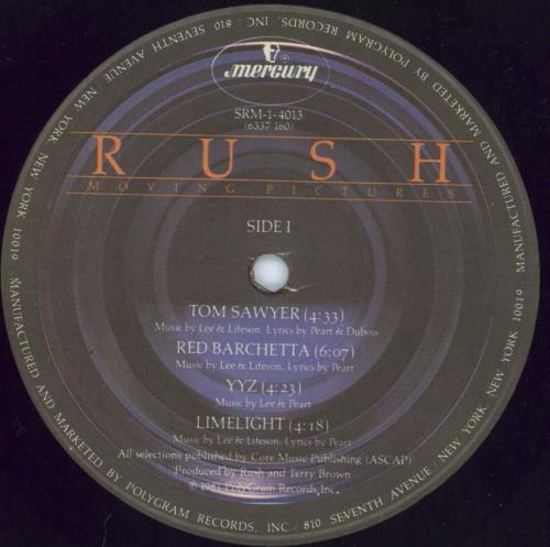 Rush Moving Pictures vinyl LP album (LP record) US RUSLPMO186455