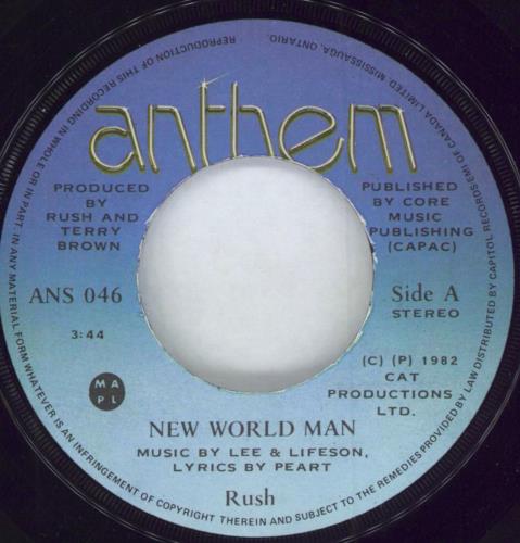 Rush New World Man 7" vinyl single (7 inch record / 45) Canadian RUS07NE425905