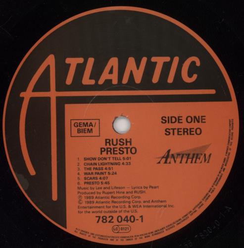 Rush Presto vinyl LP album (LP record) UK RUSLPPR386782