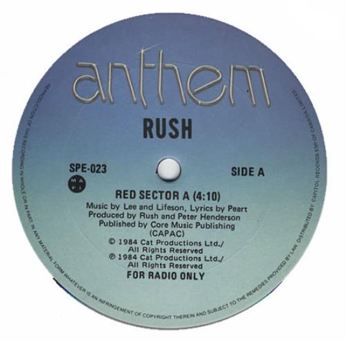 Rush Red Sector A 12" vinyl single (12 inch record / Maxi-single) Canadian RUS12RE259829