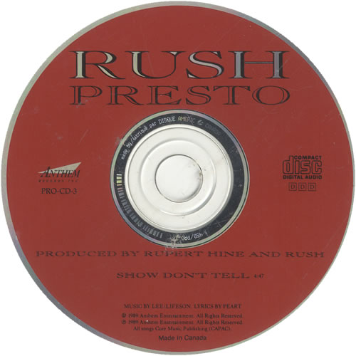 Rush Show Don't Tell CD single (CD5 / 5") Canadian RUSC5SH98099