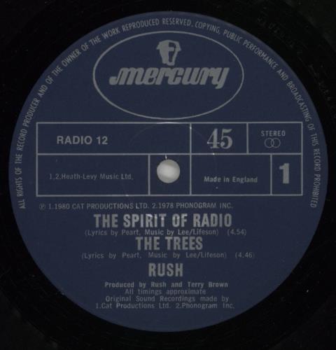 Rush Spirit Of Radio - EX 12" vinyl single (12 inch record / Maxi-single) UK RUS12SP01177