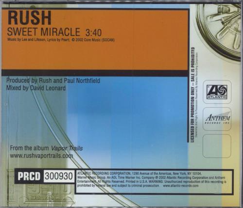 Rush Sweet Miracle CD single (CD5 / 5") US RUSC5SW226069